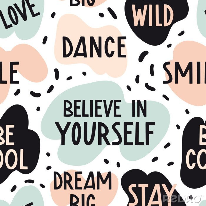 Tableau  Abstract seamless pattern with handwritten slogans