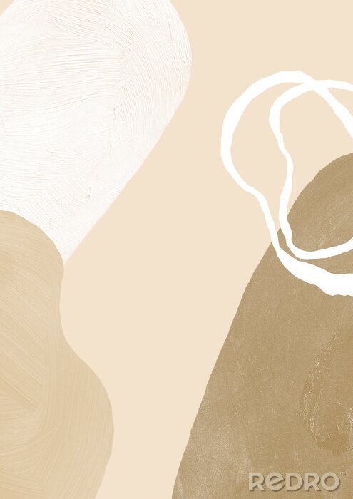 Tableau  Abstract trendy beige texture. Creative shapes. Minimalistic background for invitations.
