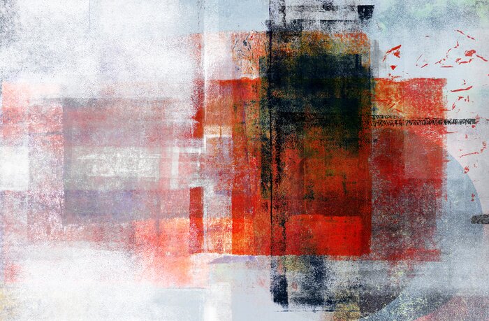 Tableau  Abstraction contemporaine avec un accent rouge