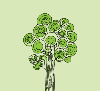 Tableau  Abstraction verte avec un arbre