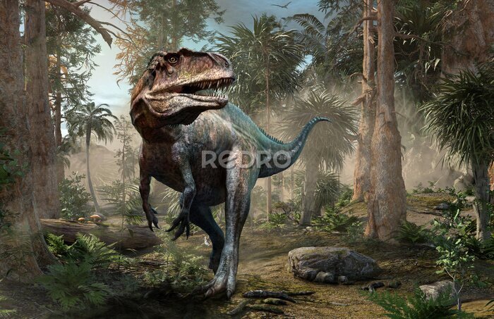 Tableau  Acrocanthosaurus dans la jungle