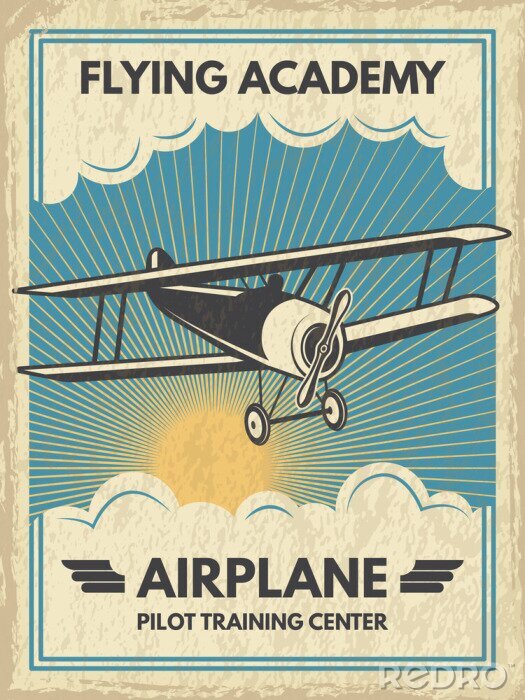Tableau  Affiche de l'aircaft vintage. Illustration vectorielle