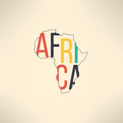 Tableau  Africa continent outline with text inside. Infographic and