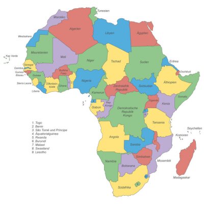 Tableau  Afrika - politische Karte (beschriftet)