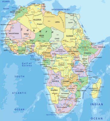 Tableau  Afrique - très détaillée carte politique modifiable.