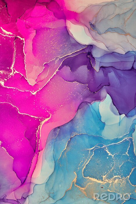 Tableau  Alcohol ink colors translucent. Abstract multicolored marble texture background. Design wrapping paper, wallpaper. Mixing acrylic paints. Modern fluid art. Alcohol Ink Pattern