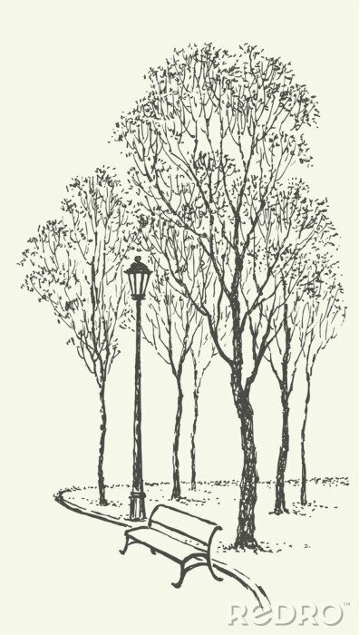 Tableau  Allée de parc avec des arbres