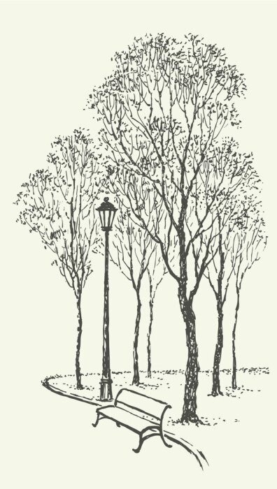 Tableau  Allée de parc avec des arbres