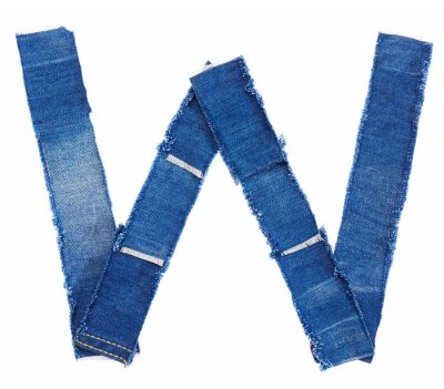 Tableau  Alphabet de tissu de jeans isolé sur fond blanc. Lettre a