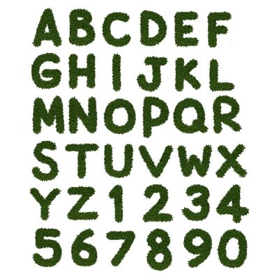 Alphabet vert fait d'herbe