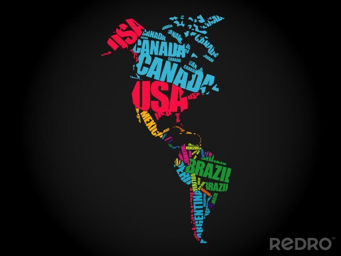 Tableau  Amérique, carte, typographie, mot, nuage, concept