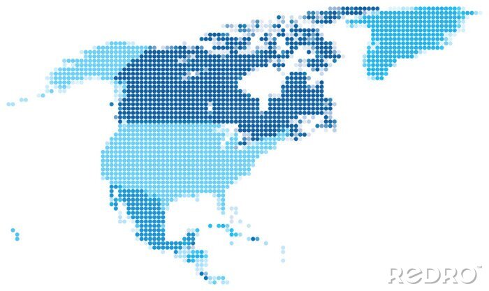 Tableau  Amérique du Nord parsemée bleu
