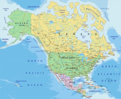 Amérique du Nord sur la carte