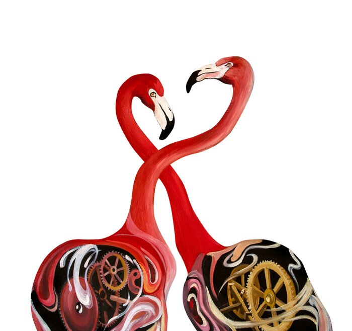 Tableau  Amour de flamant rose