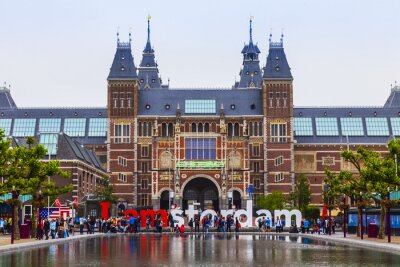 Tableau  Amsterdam, Pays-Bas. La place en face du musée d'État