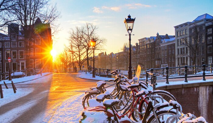 Tableau  Amsterdam sous la neige