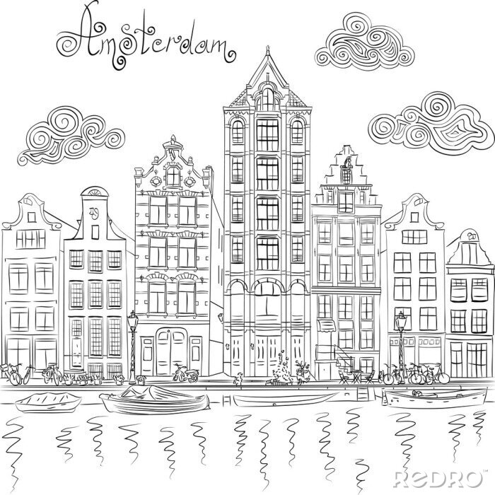 Tableau  Amsterdam sur l'illustration du croquis