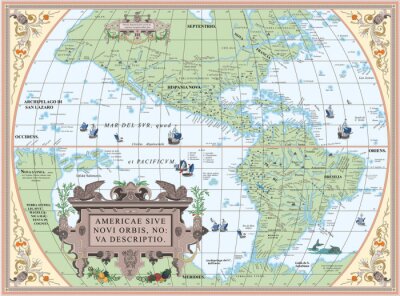 Ancienne carte de l'Amérique du Nord et du Sud