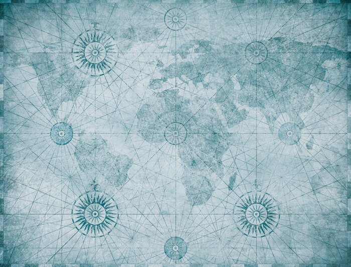 Tableau  Ancienne carte du monde marin