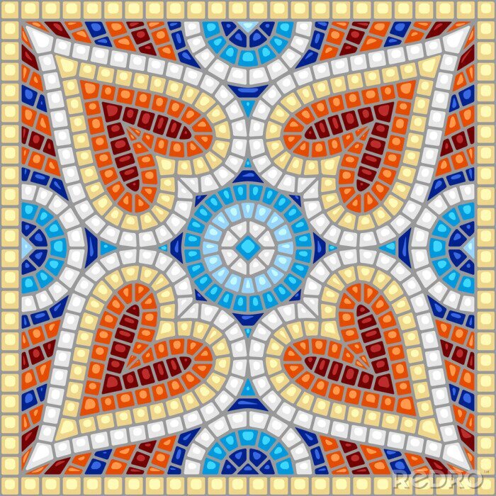 Tableau  Ancient mosaic ceramic tile pattern.