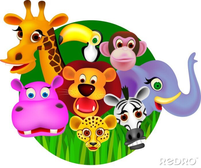 Tableau  Animaux africains colorés dans un style cartoon