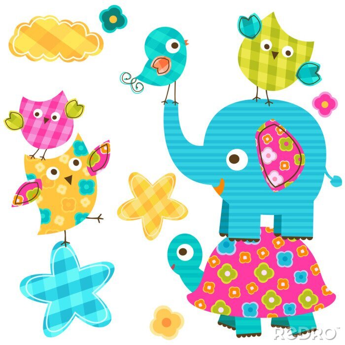 Tableau  Animaux colorés tout en s'amusant ensemble