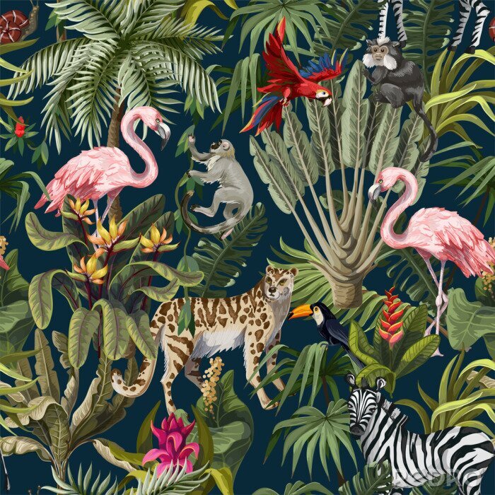 Tableau  Animaux exotiques dans la jungle