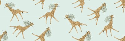 Animaux tropicaux et feuilles de palmier