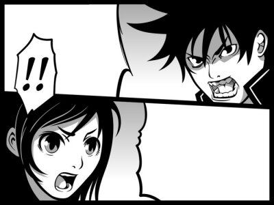 Tableau  Anime avec des personnages qui se disputent