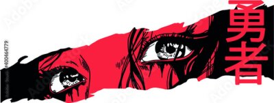 Tableau  Anime avec un fragment d'un visage rouge