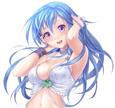Tableau  Anime avec une fille aux cheveux bleus