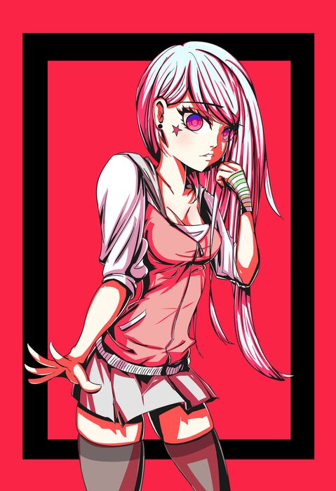 Tableau  Anime avec une fille aux cheveux longs