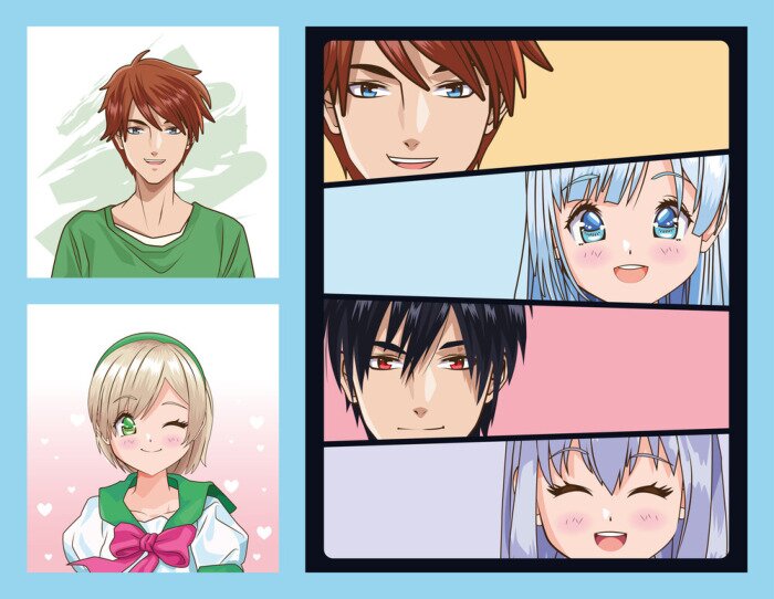 Tableau  Anime et visages de jeunes