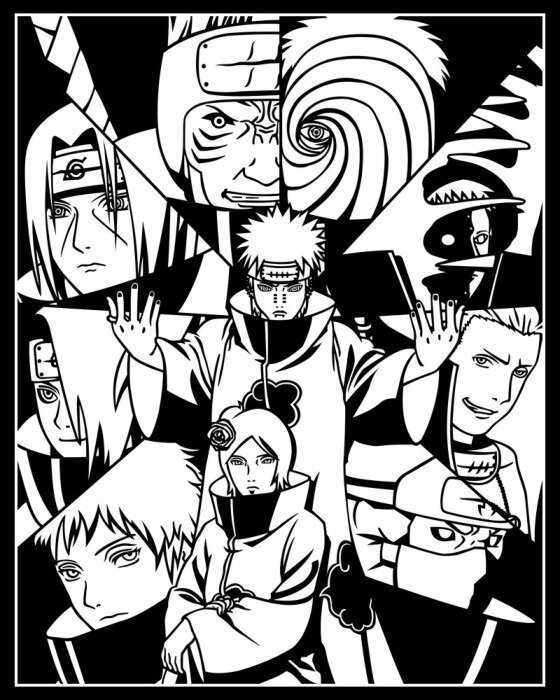 Tableau  Anime graphismes monochromes