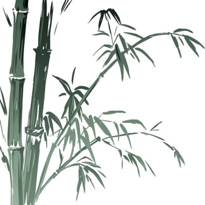 Tableau  Aquarelle branches de bambou