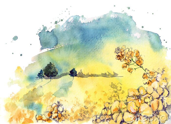 Tableau  Aquarelle et paysage idyllique