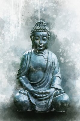 Tableau  Aquarelle statue de Bouddha