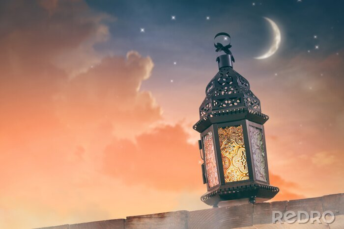 Tableau  Arabic lantern with burning candle