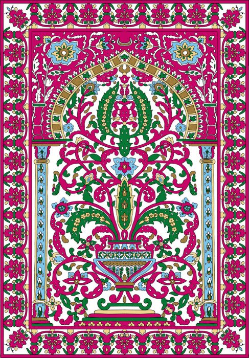 Tableau  Arabic tile fresca flower pink