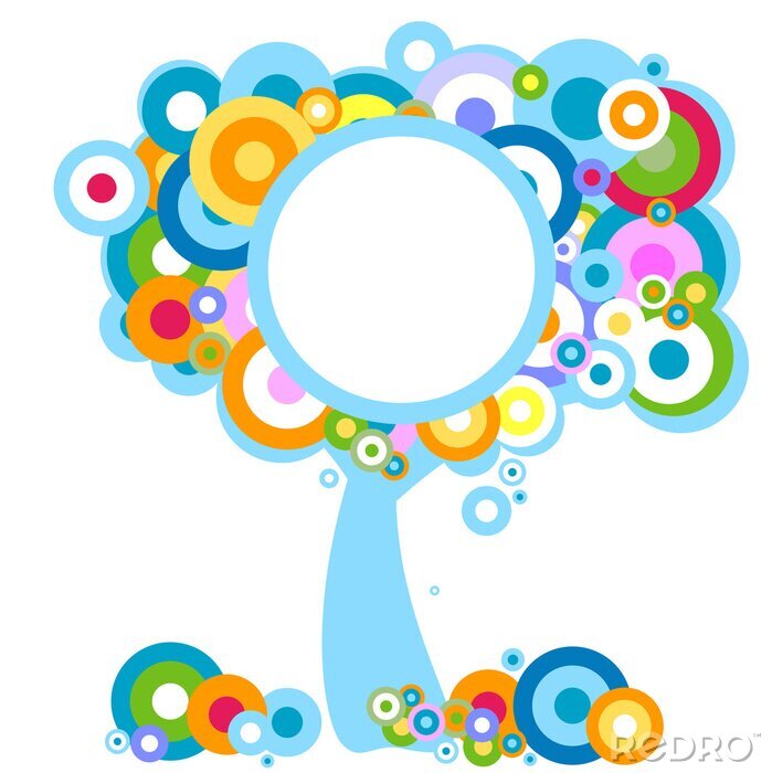 Tableau  Arbre arc-en-ciel composé de cercles colorés