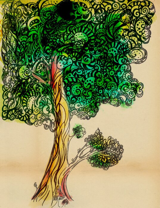 Tableau  Arbre esquissé vert