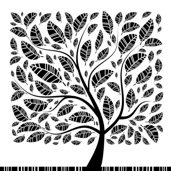 Tableau  Arbre monochrome avec des feuilles