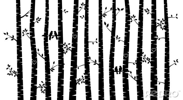 Tableau  Arbres avec oiseaux