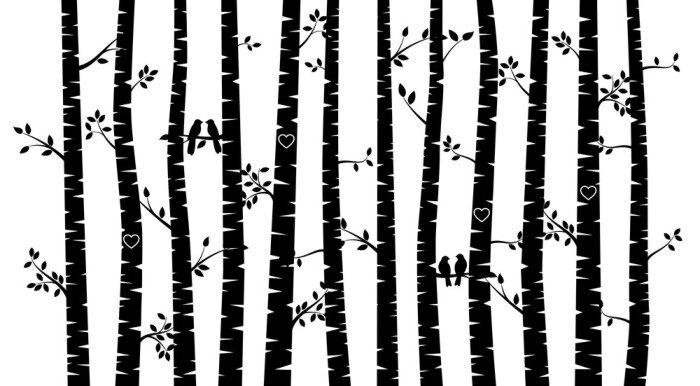 Tableau  Arbres avec oiseaux