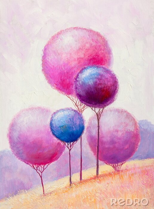 Tableau  Arbres roses à couronne ronde