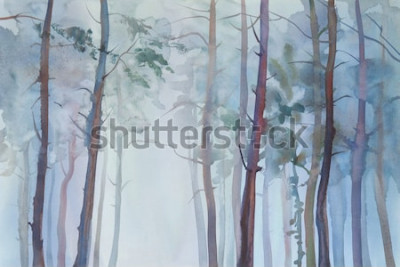 Tableau  Arbres sur un thème brumeux