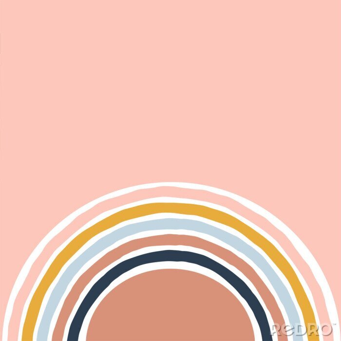 Tableau  Arc-en-ciel rétro sur fond rose