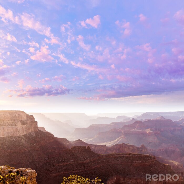 Tableau  Arizona coucher du soleil Parc National du Grand Canyon Point Yavapai