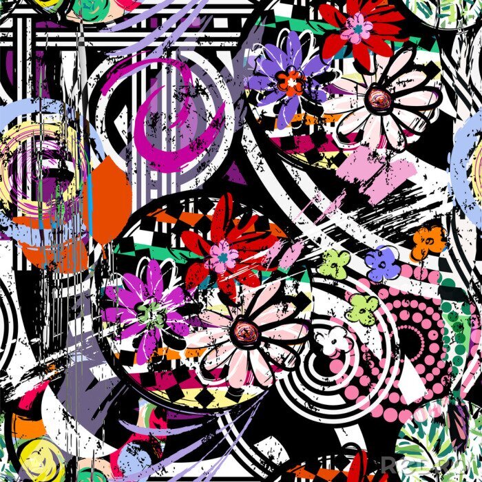 Tableau  Art de la rue avec des fleurs