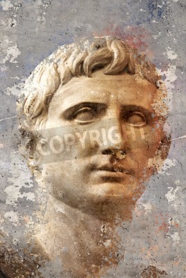 Tableau  Artistic portrait with textured background, classical Greek sculpture